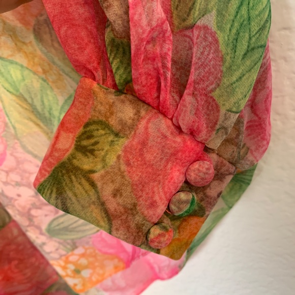 Vintage Henry Lee Floral Maxi Dress Medium? Pink Hostess Psychedelic 60's 70's - Picture 7 of 15